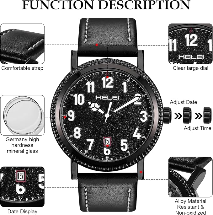 JIZZU Mens Analog Quartz Watch