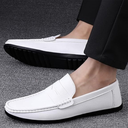 Men's Loafers Flat Breathable Casual Leather Moccasins Handmade Slip On Driving Business Shoes