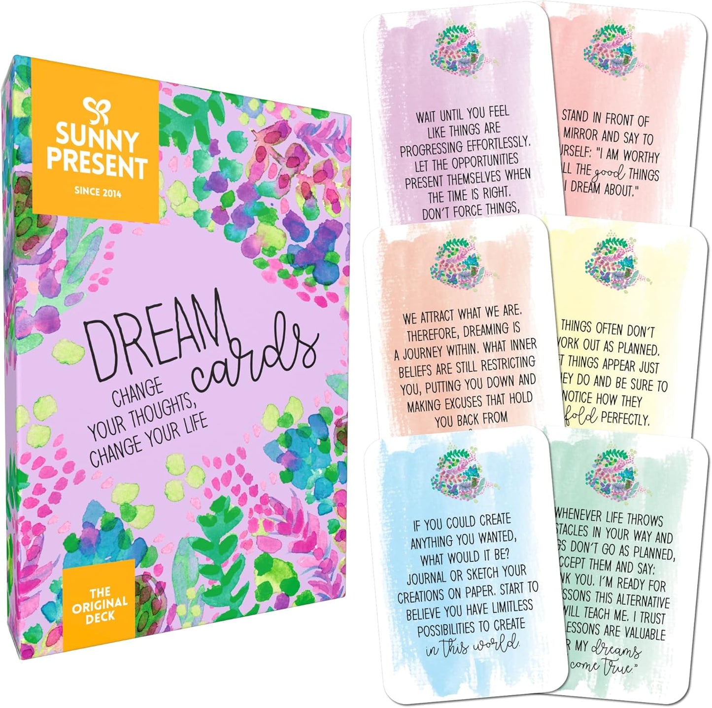 Sunny Present Dream Cards - Change your thoughts, change your life - 50 colourful cards to encourage change, open your mind & challenge your limiting beliefs