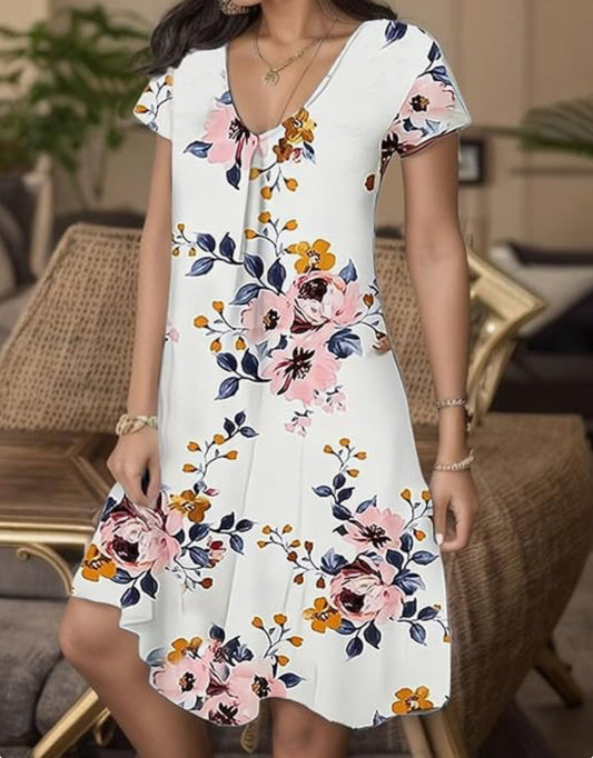 Succlace Dress Long Sleeve Print Slim Fit Dress for Summer