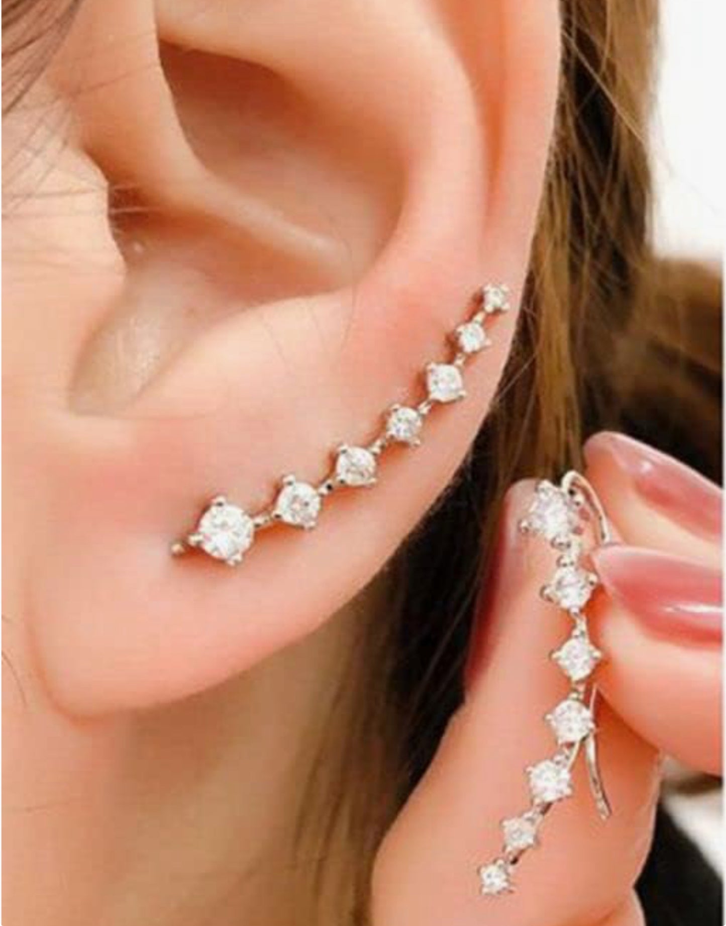 Ear Cuffs Climber Earrings with Cubic Zirconia