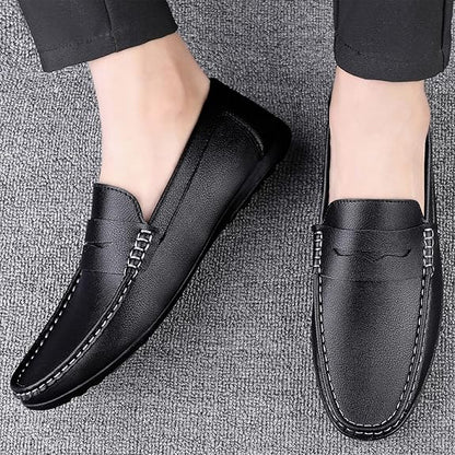 Men's Faux Leather Breathable Loafers with Rubber Sole