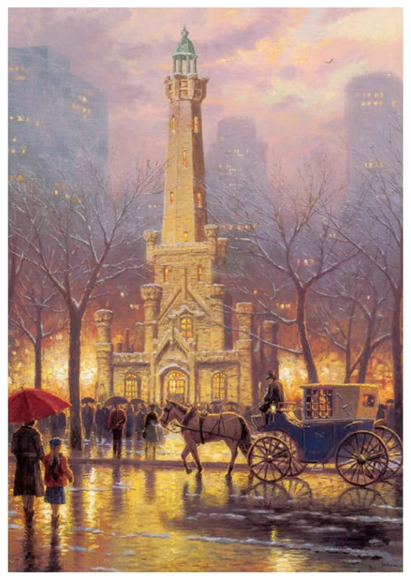 MISITU Jigsaw Puzzles 2000 Pieces for Adults Chicago Winter at The Water Tower by Thomas Kinkade