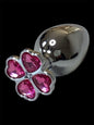 Base Metal Anal plug with pink flower crystals