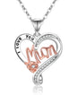 Two-Tone Heart with Moissanite Engraving, I Love You mum with chain