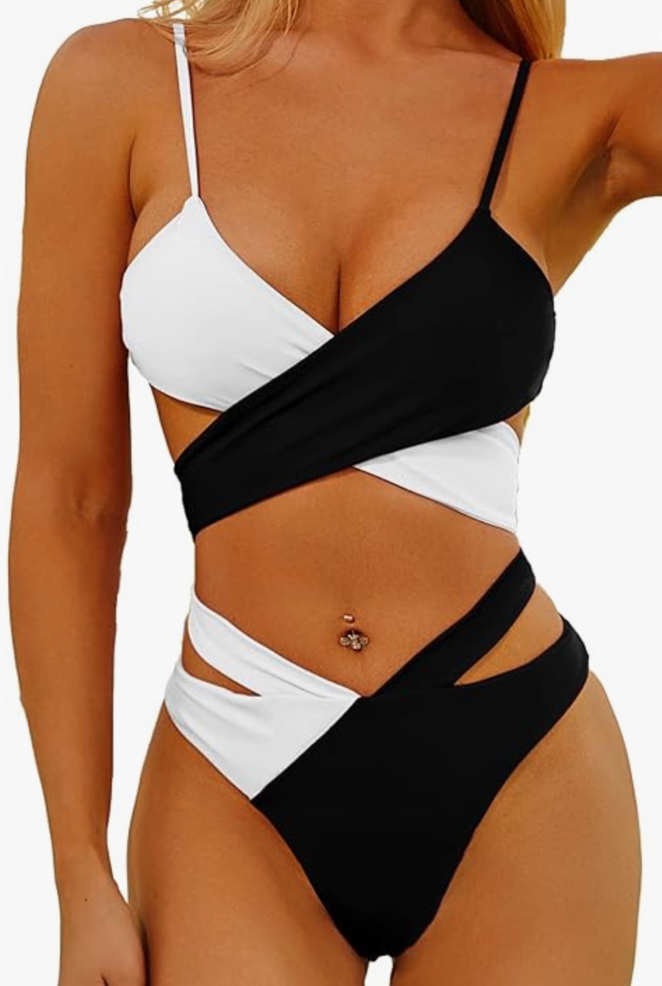 Tofern Bikini Set Swimming Costume High Waisted Bikini Set Two Piece Bandage Back Tie