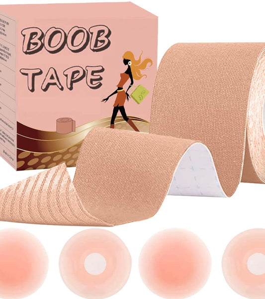 Adhesive Creative Long Wide Women Breast Lift Tape Cotton Adhesive with nipple covers