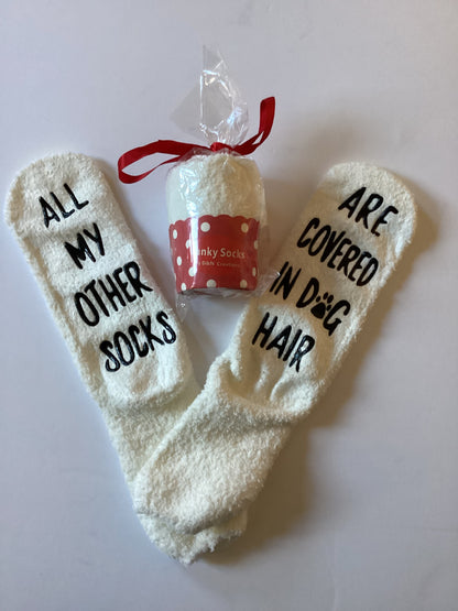 Dog Lovers Gift in cream Warm Funny Socks