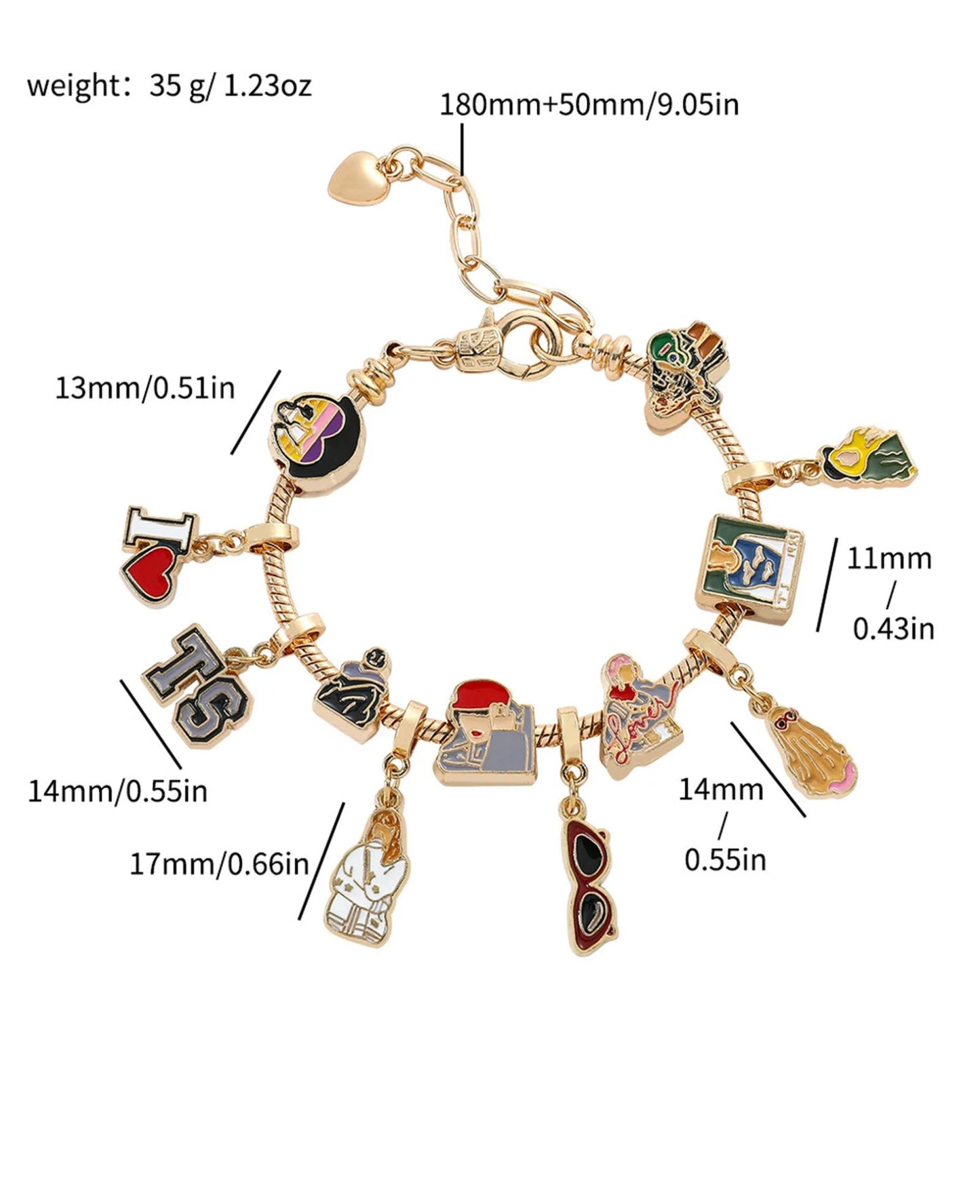 Taylor Swift Charm Bracelet with charms