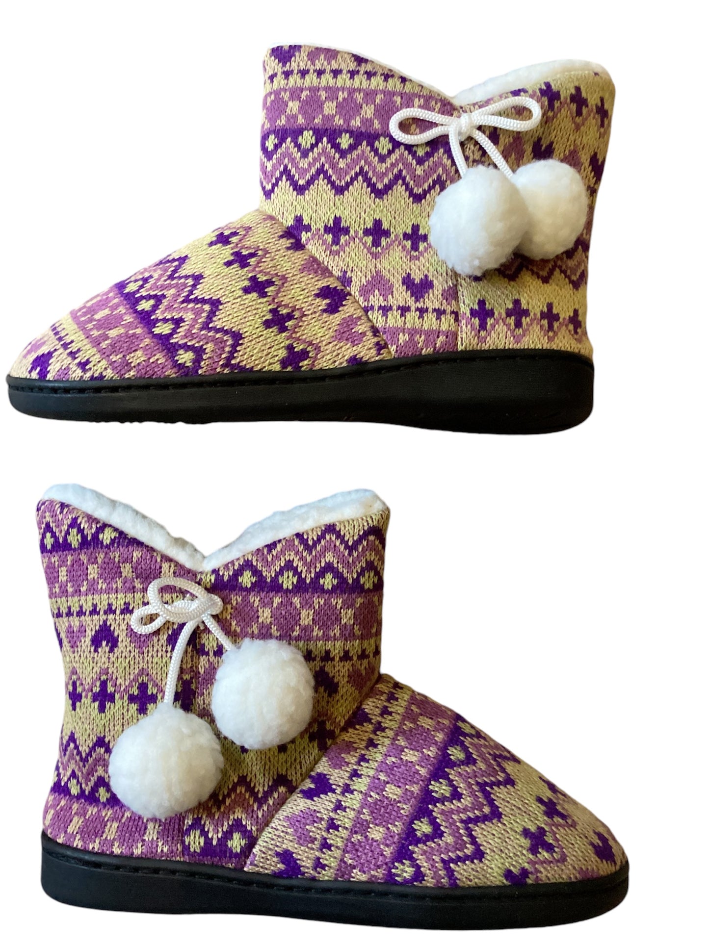 Womens Slipper Boots withPom Poms