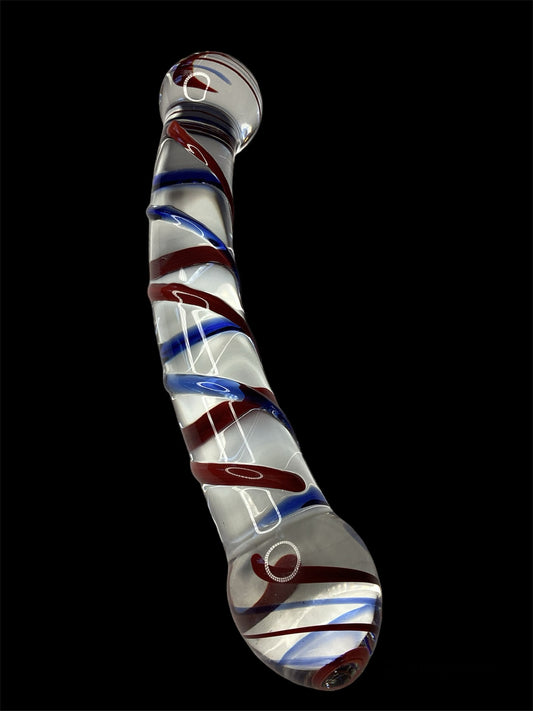 Light bend rainbow glass dildo 8”