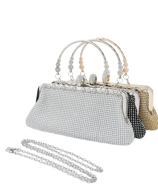 Silver Clutch Purse Rhinestone Purses Elegant Formal Evening Bag