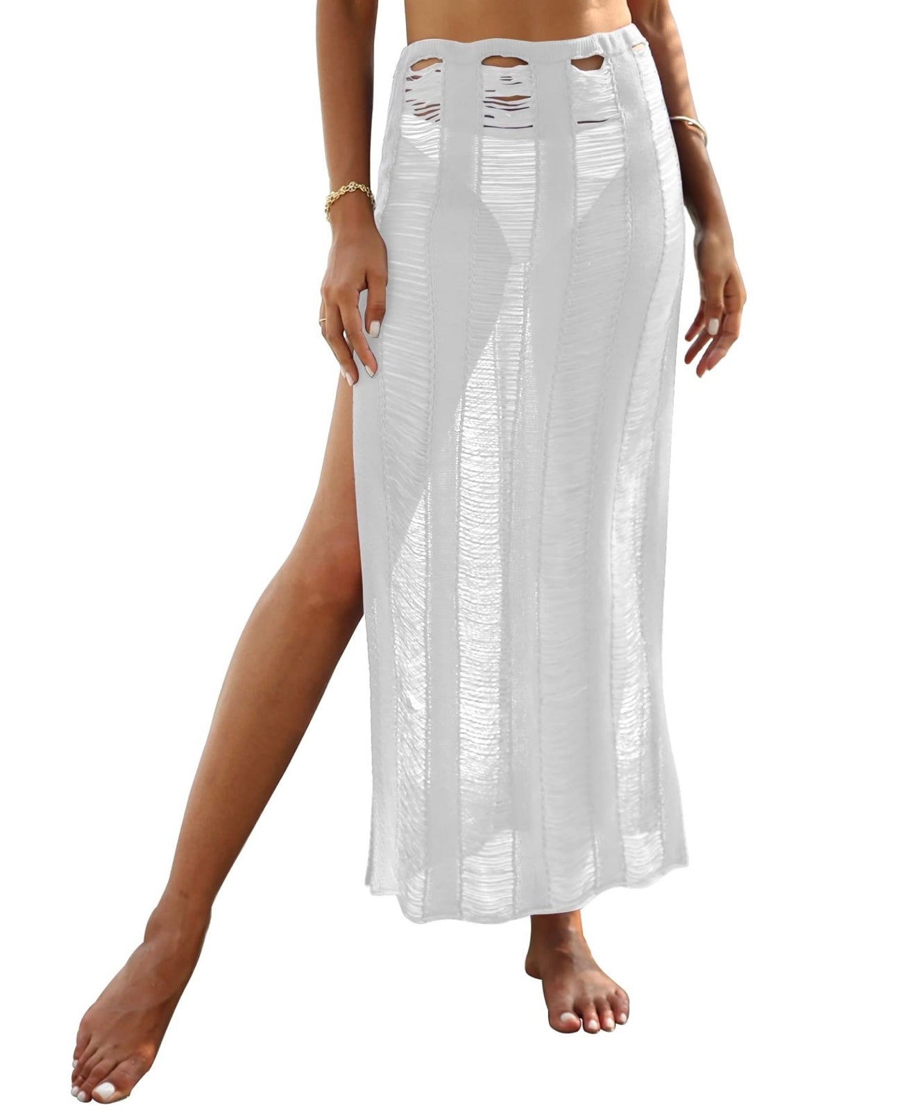 Ladder Crochet knit Beach Maxi Skirt