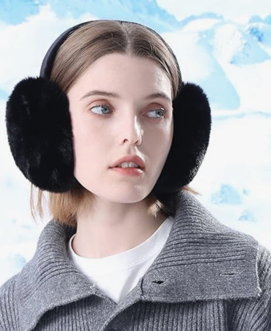 Foldable winter earmuffs in black