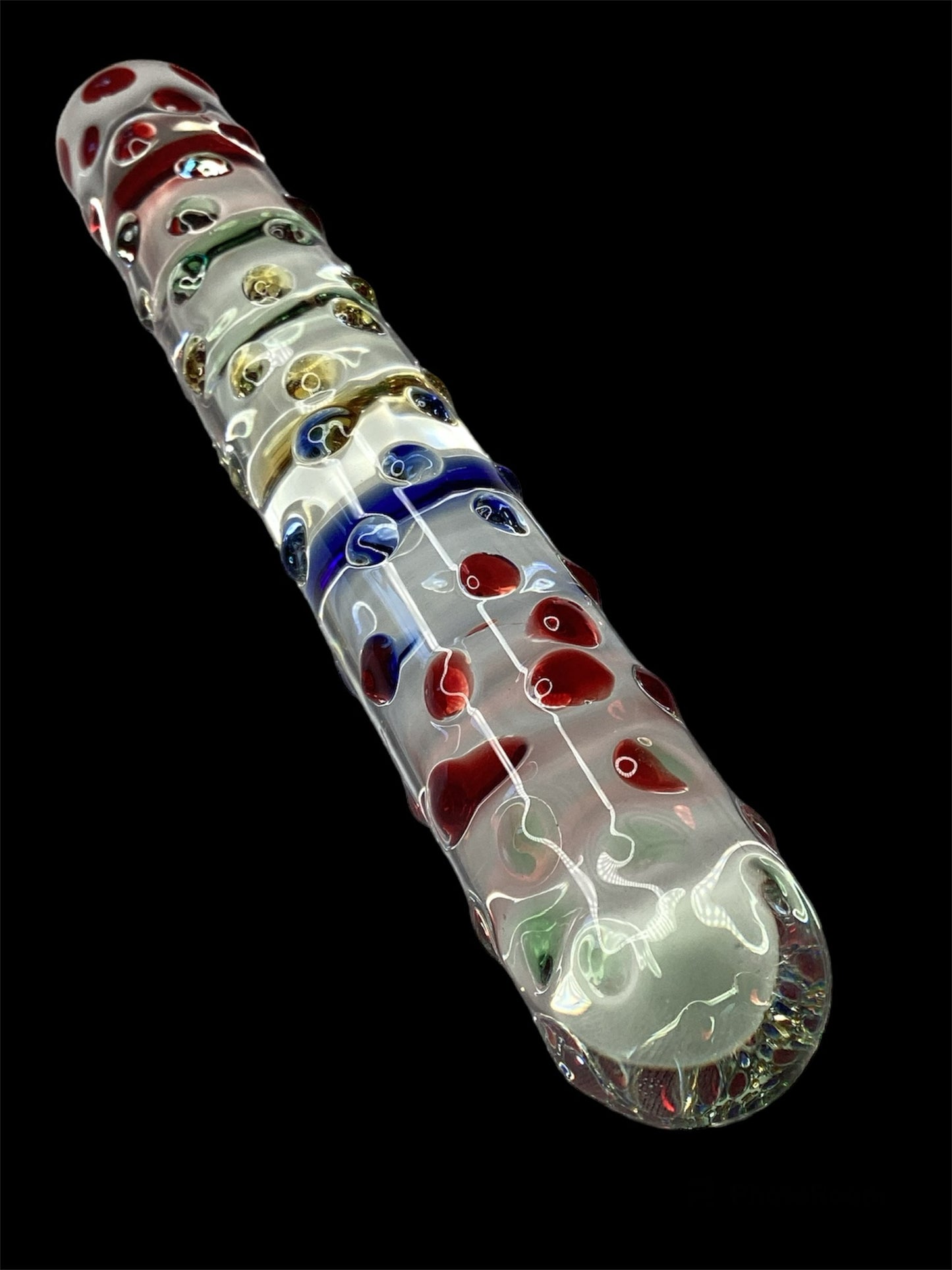 Straight rainbow glass dildo 7”