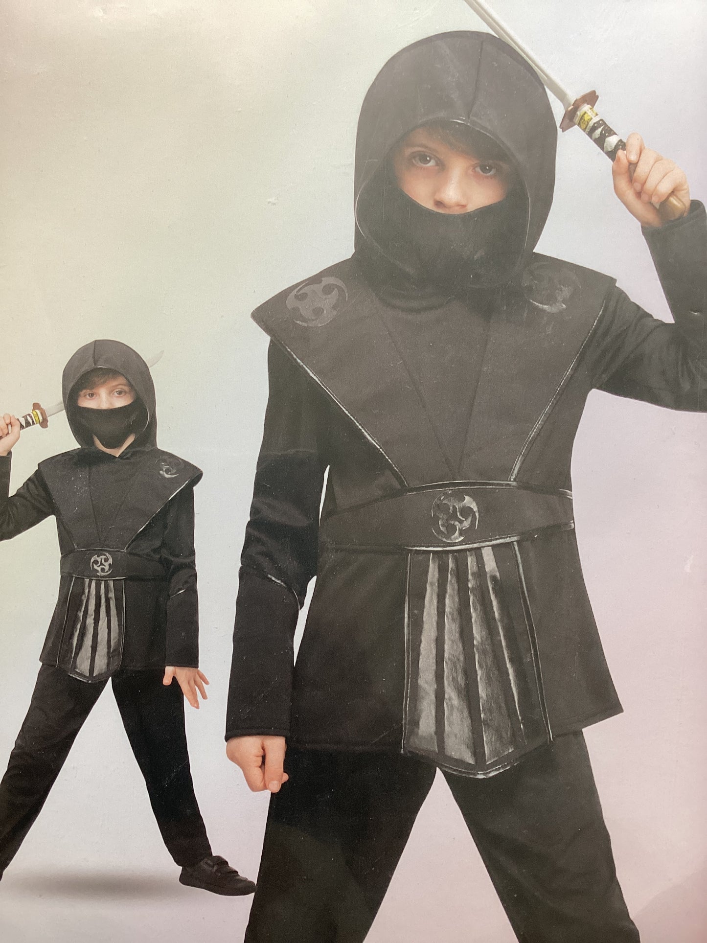 Boys Black Ninja Costume Kids Samurai Warrior Fancy Dress