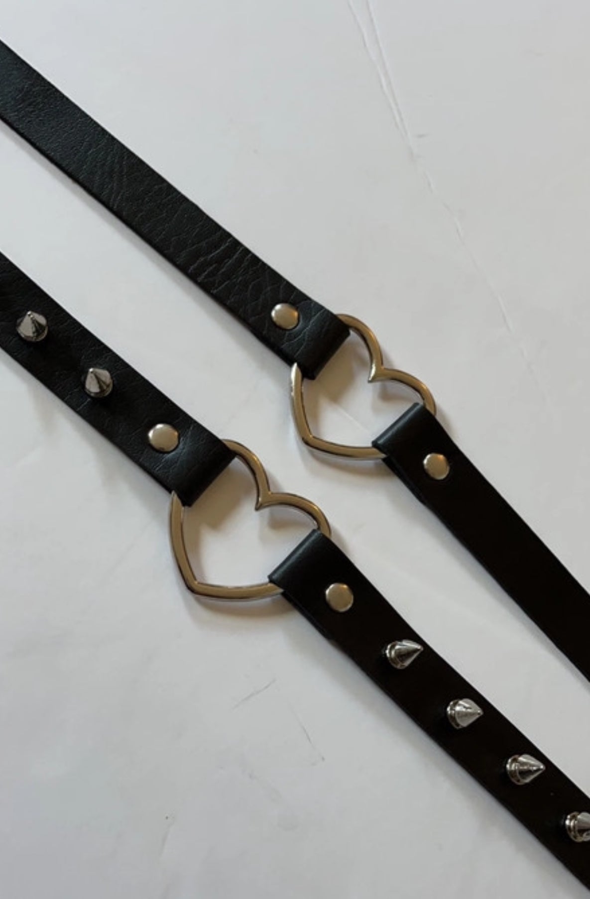 2 Faux Leather Heart Ring Chokers 