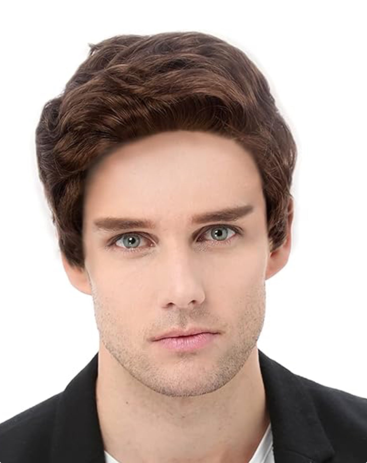 STfantasy Mens short dark chestnut brown wig