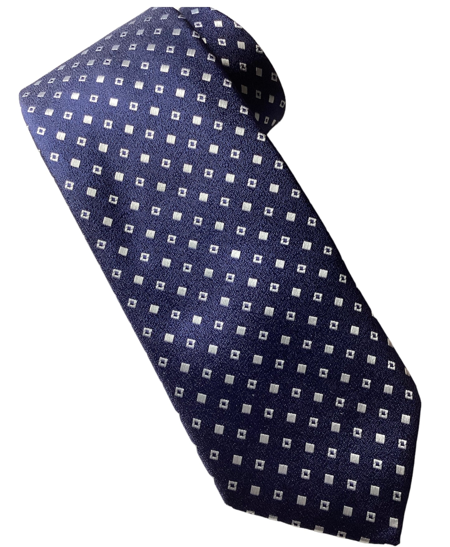 Dark Blue and Silver diamond formal gents tie & pocket square