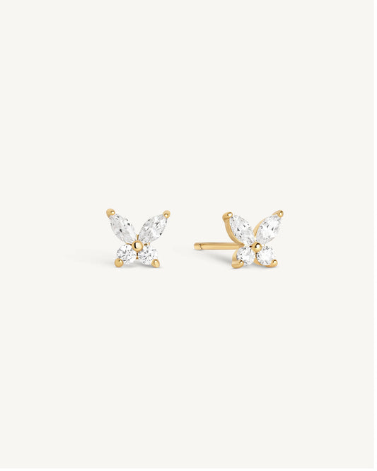 Cute CZ Butterfly earrings with plastic back