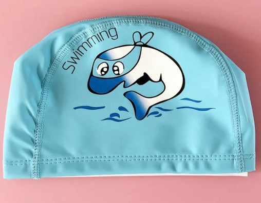 Children's elastic PU cartoon swimming cap