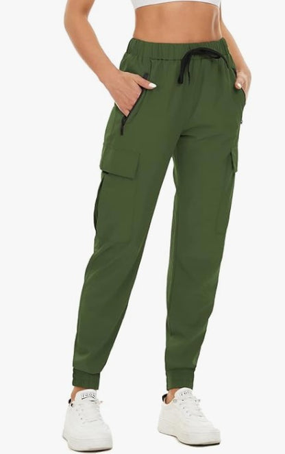 Women's Waterproof tracksuit bottoms - Army Green