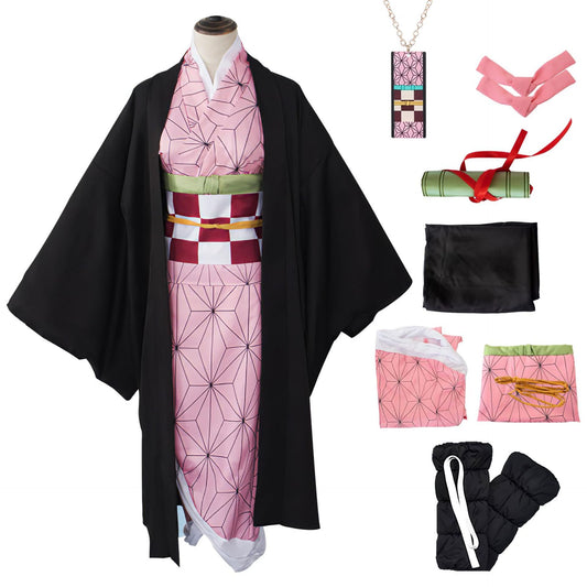 Shengo Cosplay Costume Outfit Set for Adults with Kimono, Obi, Leg Wraps, Obi Lace and Necklace