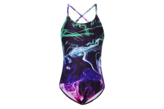 Girls multicoloured one piece swimming costume - smog