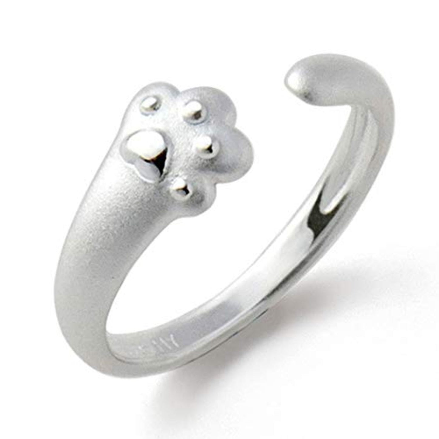 Cute Cat Dog Paw Silver Ring