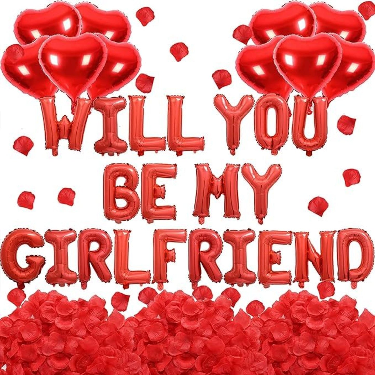 Will You Be My Girlfriend, Valentine Day Red Love Balloon Set