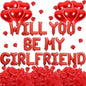 Will You Be My Girlfriend, Valentine Day Red Love Balloon Set