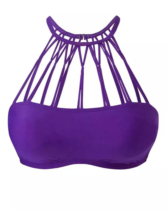 Simply Yours purple halter neck strappy bikini top