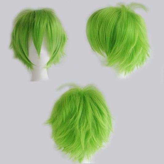 Gairyan Green Short Unisex Anime Cosplay Wig for Women/Men With Free Cap